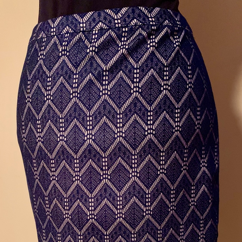 Navy and cream pencil skirt